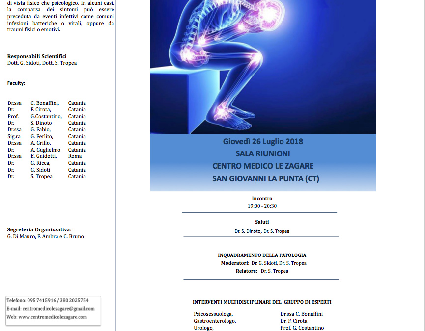 Giovedì 26 Luglio – Diagnosi e trattamento della Fibromialgia