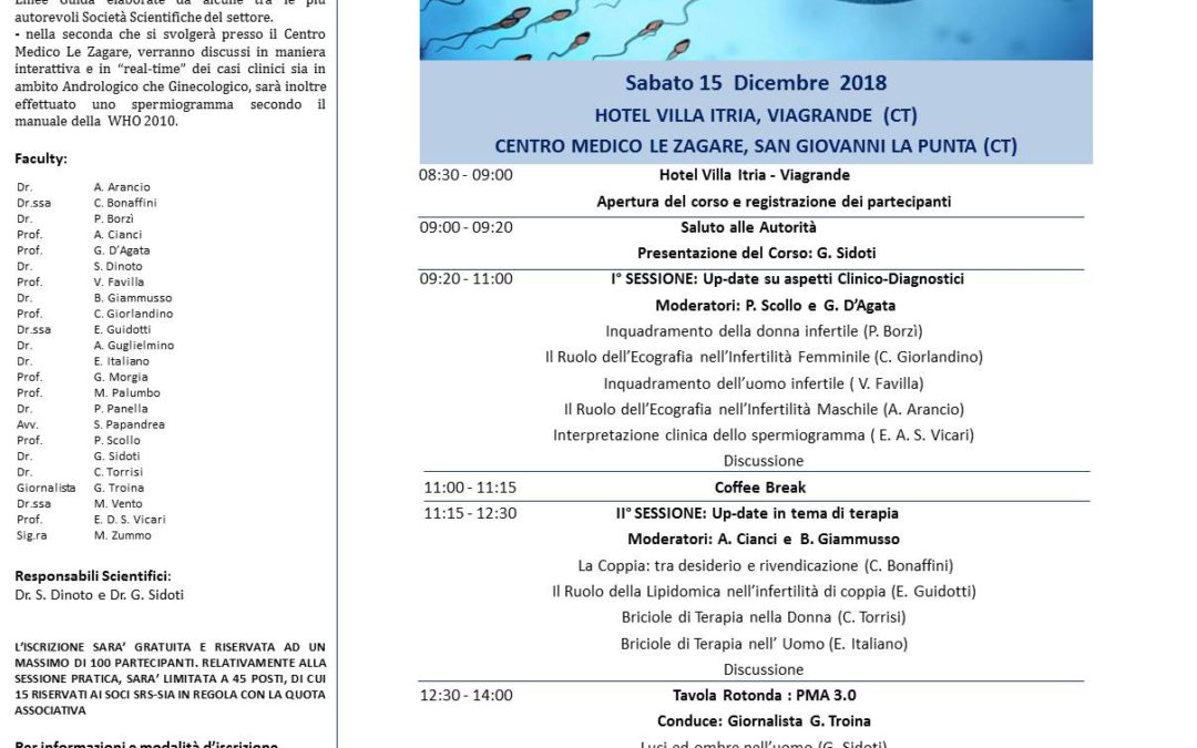 Sabato 15 Dicembre – Il figlio che non arriva, aspetti diagnostici…